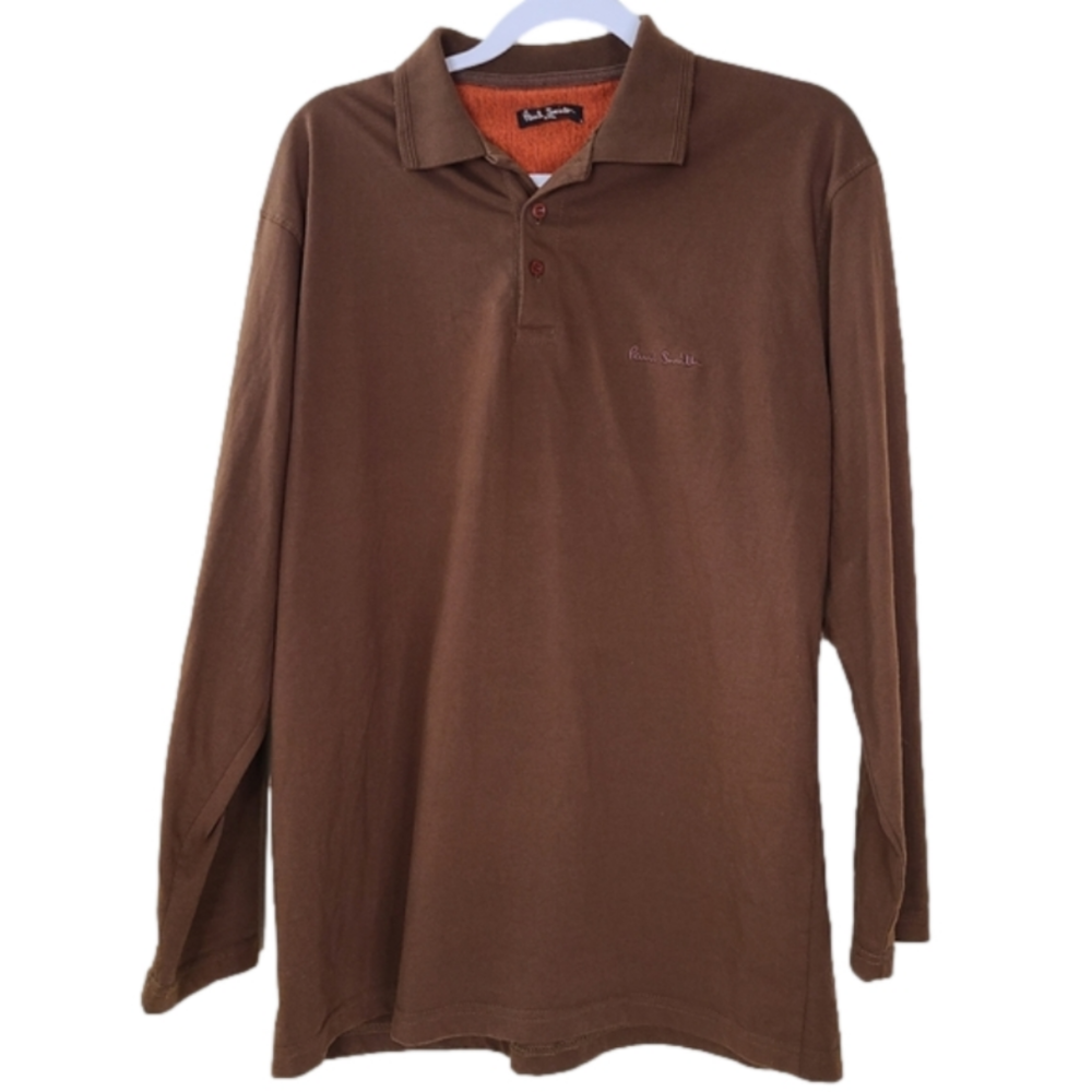 Paul Smith Brown Popover Polo Shirt XXL Lightweight Long Sleeve Men's Designer